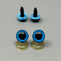5 пар - Глаза винтовые для игрушек 10 мм с фиксатором - голубой