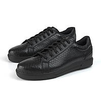 Шкіряні класичні кеди чорні кросівки з тисненням "Пітон" взуття повсякденне Rosso Avangard Puran Piton