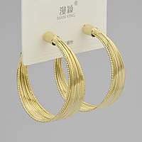 Сережки кільця гвоздик золотистого кольору неіржавка сталь 952S пружинка діаметр 35 мм