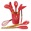 Набір кухонного приладдя 12 предметів силіконовий Kitchen Set Червоний, фото 4
