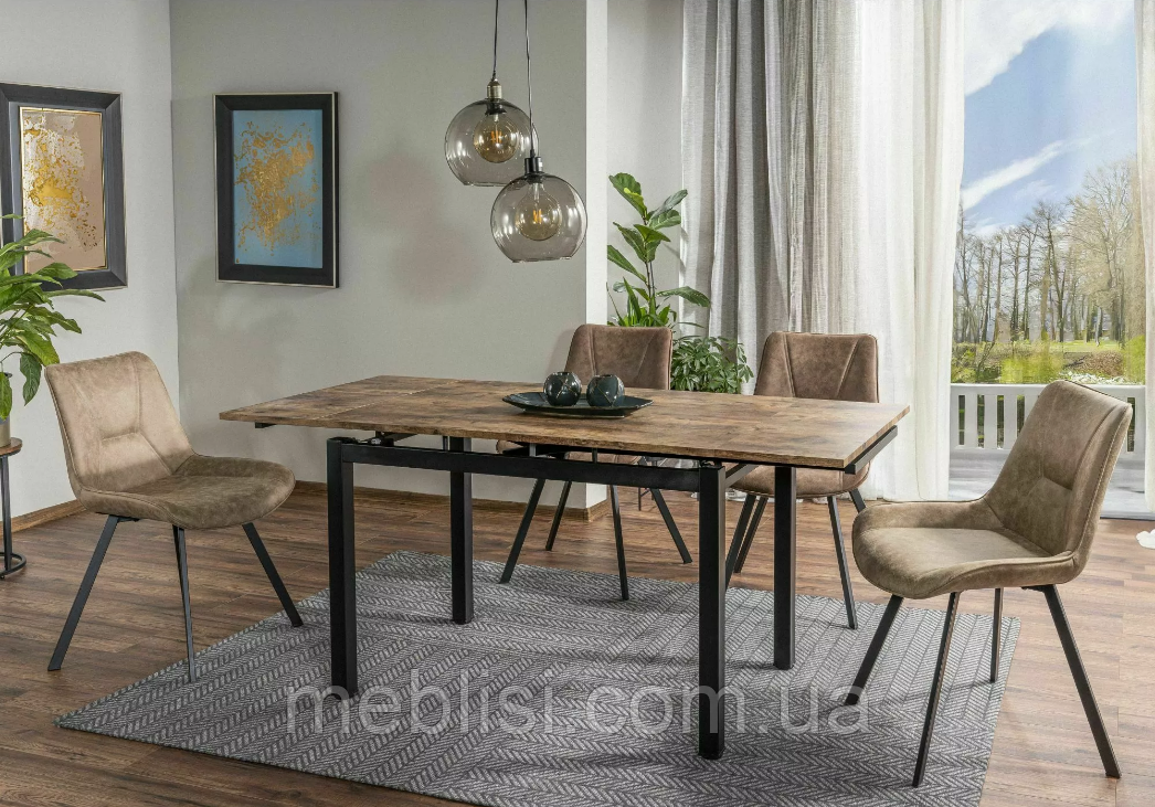 Стіл горіх 110 розкладний GD-017 горіх, ніжки чорний мат 110(170)x74 (SIGNAL), фото 1