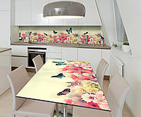 Наклейка виниловая на стол Zatarga Бабочки над цветами 600х1200 мм PZ, код: 5570078