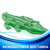 Надувной плотик детский Крокодил Intex 58562 (ручки, ремкомплект, 203х114см) | Надувная платформа