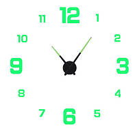 Настенные объемные 3D часы большие 120см светящиеся в темноте с цифрами цвет салатовый сделай сам