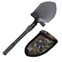 Туристична складна лопата в чохлі, Чорна / Саперна лопата / Багатофункціональна похідна лопата