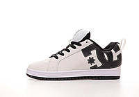 ДС Шуз Белые с черным кроссовки мужские DC Shoes Court Graffik White Black. Стильная обувь мужская.