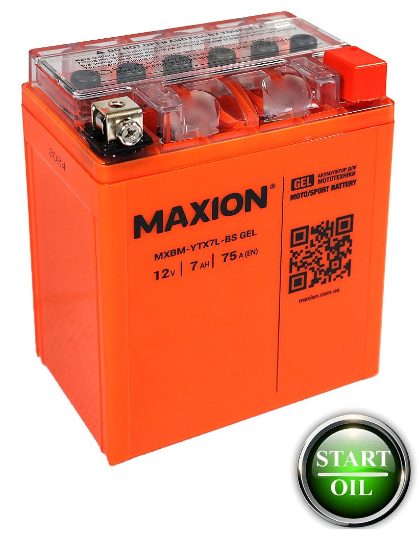 Мото аккумулятор GEL MAXION YTX 7L-BS (12V, 7A)