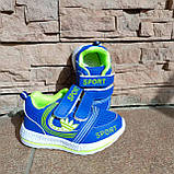 Кросівки дитячі Sport сітка сині з салатовим, на 2-х липучках, фото 2