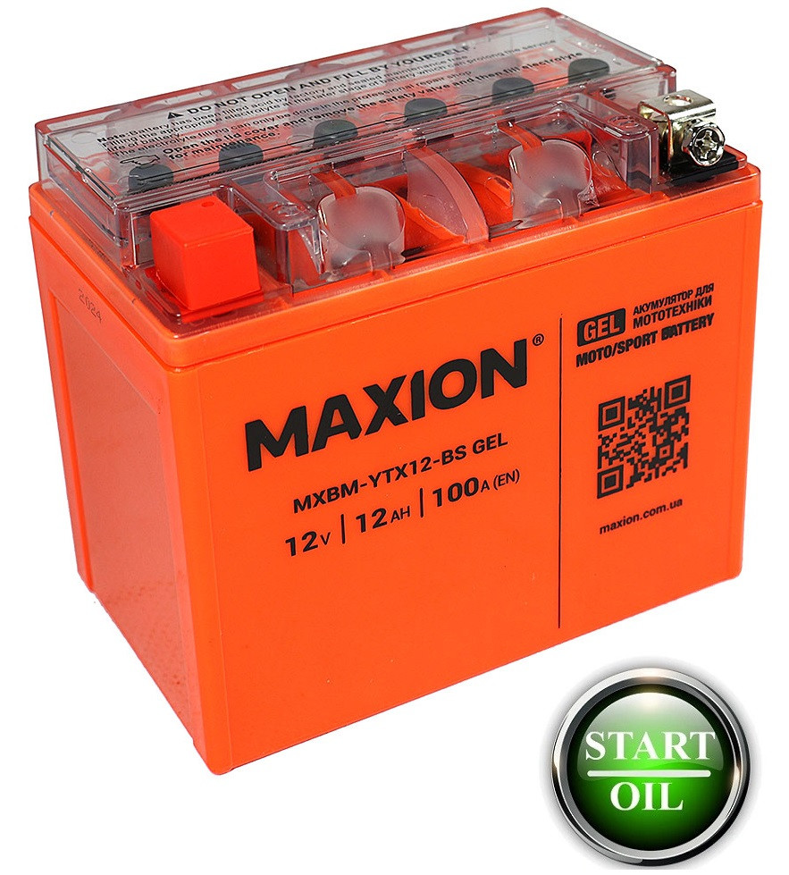 Мото аккумулятор GEL MAXION YTX 12-BS (12V, 12A)