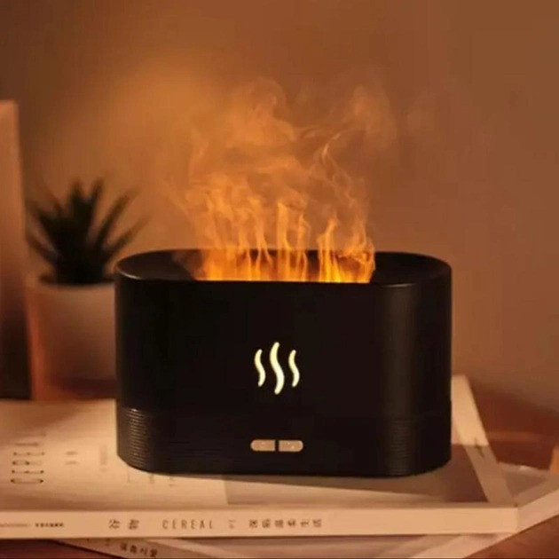 Зволожувач повітря ультразвуковий з ефектом полум'я 180 мл AROMA DIFFUSER Чорний
