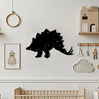 Деревянный декор для дома, черная картина на стену "Скромный Стегозавр", декоративное панно 25x15 см