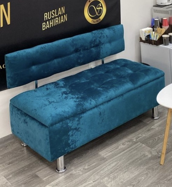 Диван лавка з нішою велюровий в салон, в офіс, в магазин, в кафе, в коридор, на балкон та лоджію, в передпокій
