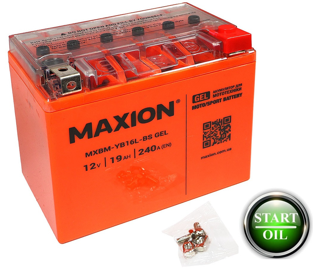 Мото аккумулятор GEL MAXION YB 16L-BS (12V. 19A)