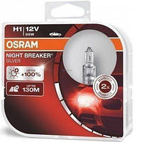 Лампа Osram галогенова 12V H1 55W P14.5S Night Breaker Silver +100%, Duobox (2шт) (OS_64150_NBS-HCB)