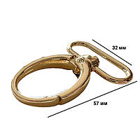 Карабіни металеві Ø 32 мм довжина 57 мм золото для сумок застібка фурнітура