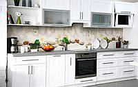 Наклейка на скинали Zatarga на кухню «Цветы и камни» 600х2500 мм виниловая 3Д наклейка кухонн PZ, код: 6442774