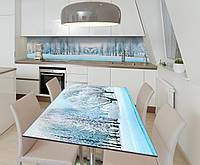 Наклейка 3Д виниловая на стол Zatarga «Иней на деревьях» 600х1200 мм для домов, квартир, стол PZ, код: 6442898