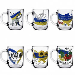 Кружка скляна Грін Те декор Патріотична MIX 200мл Helios 8101/1335