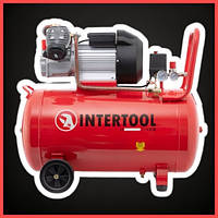 Компрессор 100 л, 3 кВт, 220 В, 8 атм, 420 л/мин, 2 цилиндра INTERTOOL PT-0008