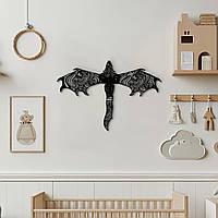 Картина лофт, настінний декор для дому "Дракон у польоті Мандала", декоративне панно 25x18 см