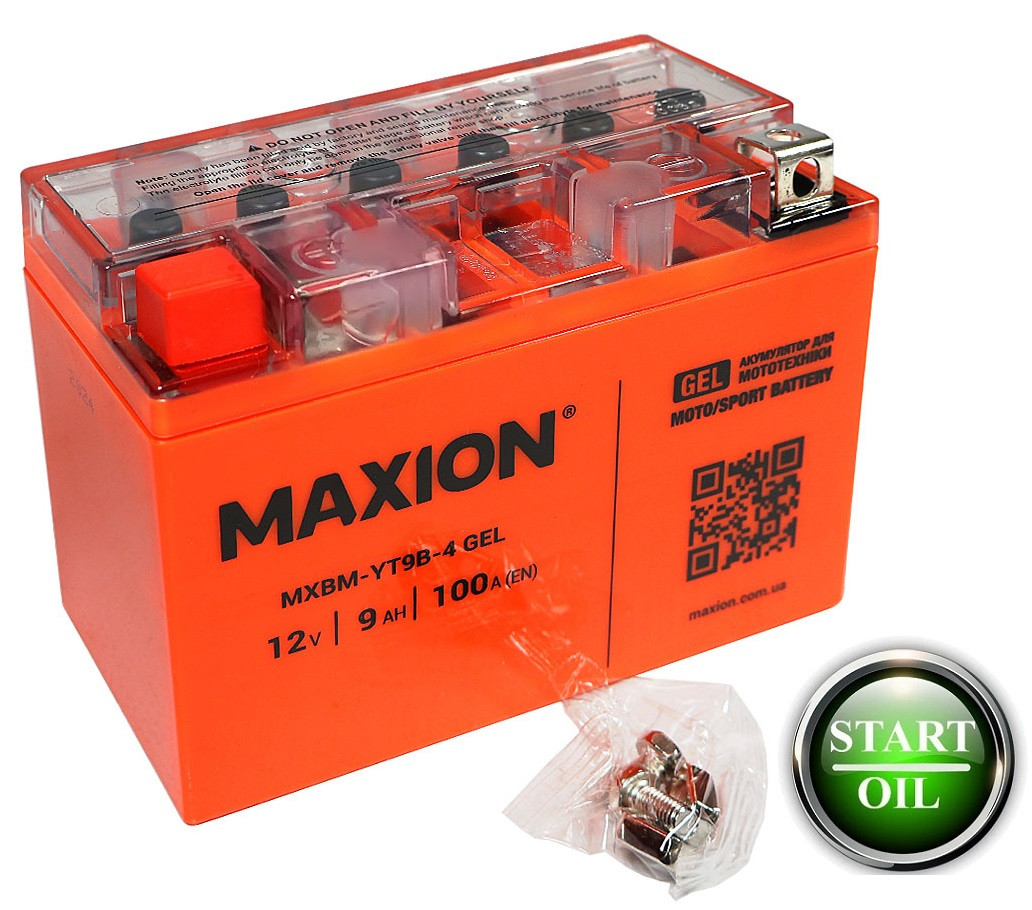 Мото акумулятор GEL MAXION YT 9B-4 (12V, 9A)