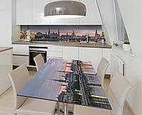 Наклейка 3Д виниловая на стол Zatarga «Вечер города на реке» 650х1200 мм для домов, квартир, PZ, код: 6512194