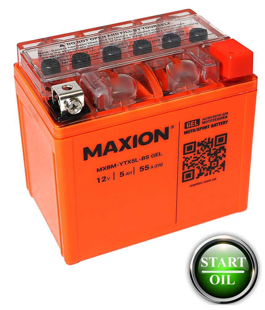 Мото акумулятор GEL MAXION YTX 5L-BS (12V, 5A)