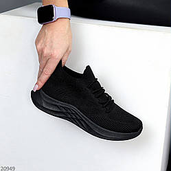 Літні текстильні еластичні чорні кросівки колір на вибір