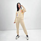 📌 Жіночий костюм з принтом малюнком, двонитка, весна | Комплект Світшот із капюшоном + штани (брюки) | Норма, фото 5