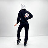 📌 Жіночий костюм-двійка з принтом, двонитка | Комплект короткий худі з капюшоном + брюки (штани) | Батал, фото 8