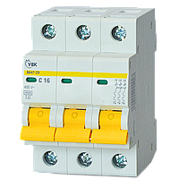 Автоматический выключатель 3P 16A 4,5кА "C" [MVA20-3-016-C-U] ВА47-29 УЕК