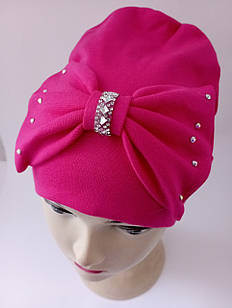 Ошатна шапка з бантом для дівчинки р 46-48 демісезонна