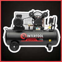 Компресор 100 л, 3 кВт, 380 В, 10 aтм, 500 л/хв., 2 циліндри INTERTOOL PT-0013