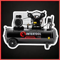 Компресор 100 л, 3 кВт, 220 В, 10 aтм, 500 л/хв., 2 циліндри, STORM INTERTOOL PT-0014