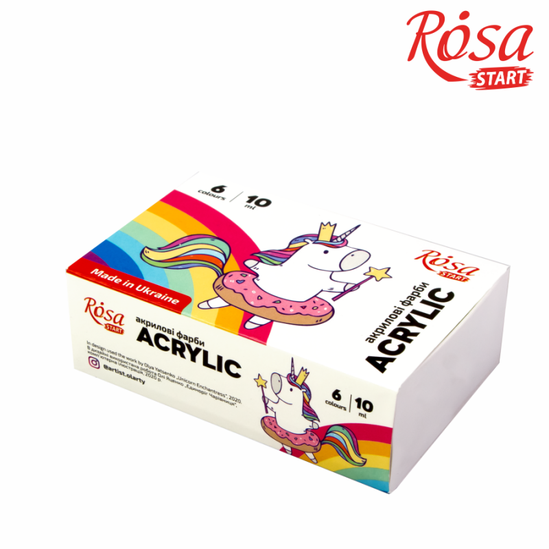 Набір акрилових фарб Unicorn 6x10 мл, ROSA START 322111004