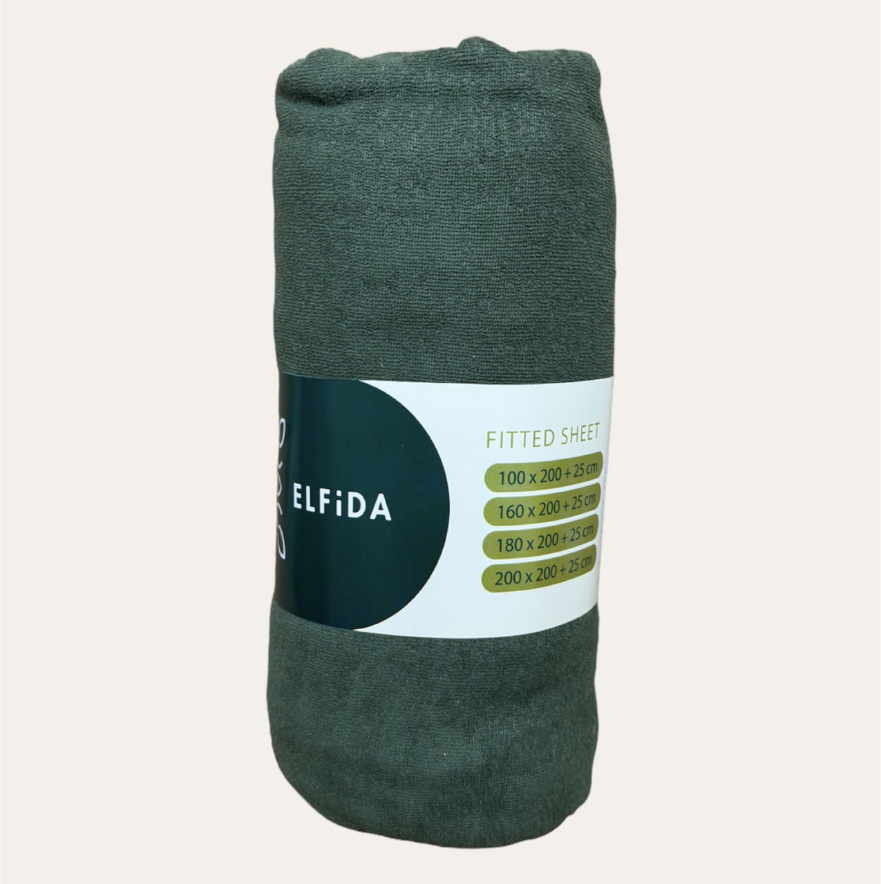Простирадло на резинці Махрове висока щільність Elfida Темно Зелений, фото 1