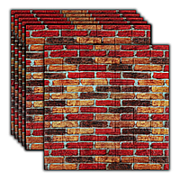 Самоклеюча 3Д панель під Катеринославську цеглу 700*770*5мм Червоно-помаранчевий, декор на стіни!