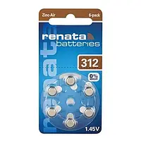 Батарейки Renata ZA312 для слуховых аппаратов (6 шт) LI