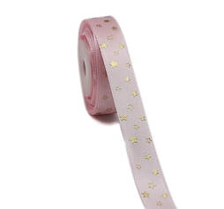 Стрічка для подарунку, рожева в зірочку