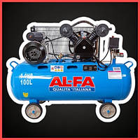 Компрессор AL-FA ALC100-2, 100 л, 3.8 кВт, 8 бар, 660 л/мин., 2-поршневый