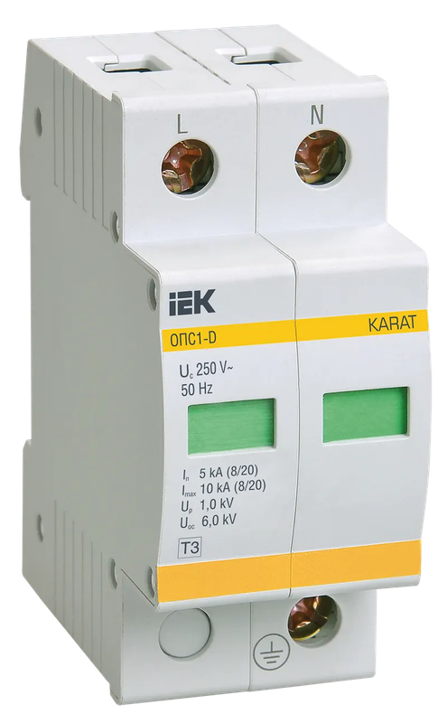 Обмежувач перенапруги 2P 10кА 230В [MOP20-2-D-U] ОПС1-D УEK, фото 1