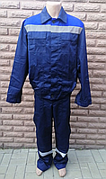 Костюм рабочий р.48-50 5/6 синий с голубым, со светоотражающей полосой