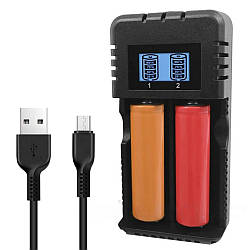 Заряджання для 18650 на 2 акумулятори НD-8991А, від USB / Зарядний пристрій для 2 акумуляторних батарейок
