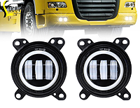 Фари LED ближнє світло DAF DC 8-31V, 30W, 3 лінзи з DRL з поворотом, 105*90, 2000Lm, 6000K метал