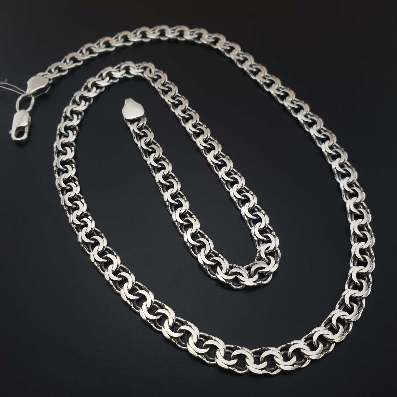 Срібна цепочка чоловіча широка Бісмарк плоский. Цепочка ширина 7 мм срібло 925. Довжина 50 см, фото 1