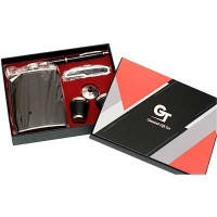 Подарочный набор для мужчин Металлическая фляга Набор фляга + 2 рюмка + ручка + нож + лейка GT кожзам