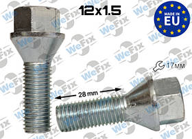 Болт колісний М12х1,5х28 конус цинк ключ 17