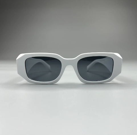 Женские узкие ретро очки прямоугольной формы с поляризацией в белом цвете - фото 1 - id-p2167065228