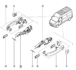 Ручка дверей зовнішня Renault Master 3, Opel Movano B (2010-...), 806073022R, 4420185, 4423912, Autotechteile, Німеччина