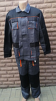 Костюм рабочий ИТР серый с черными вставками и оранжевой отделкой (куртка+ брюки)